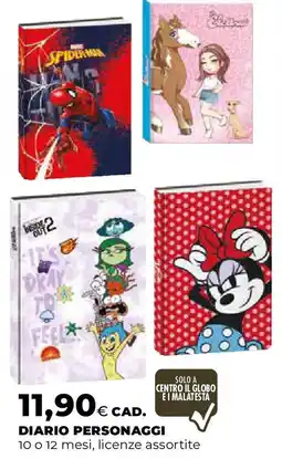 Ipercoop Diario personaggi 10 0 12 mesi, licenze assortite offerta