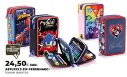 Ipercoop ASTUCCI 3 ZIP PERSONAGGI licenze assortite offerta