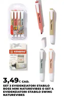 Ipercoop Set 3 evidenziatori stabilo boss mini naturevibes o set 4 evidenziatori stabilo swing naturevibes offerta