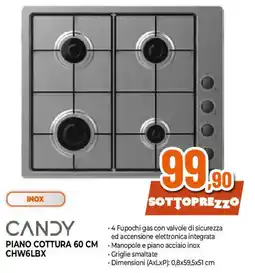 Extracoop Candy piano cottura 60 cm CHW6LBX offerta
