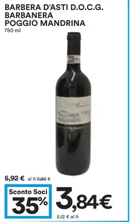Coop Barbera d'asti d.o.c.g. barbanera poggio mandrina offerta