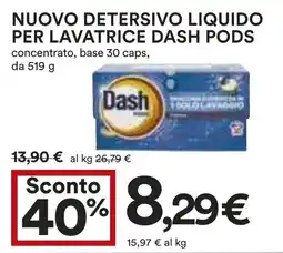 Coop Nuovo detersivo liquido per lavatrice dash pods offerta