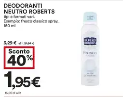 Coop Deodoranti NEUTRO ROBERTS offerta
