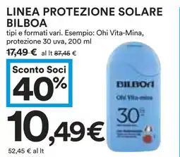 Coop Linea protezione solare BILBOA offerta