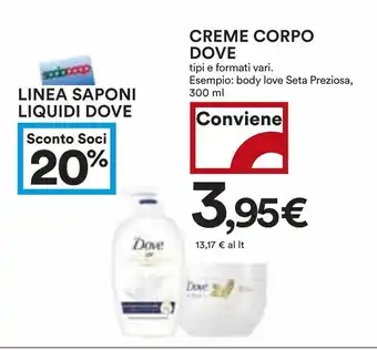 Coop Creme corpo DOVE offerta