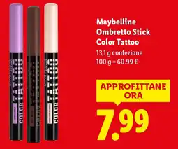 Lidl Maybelline Ombretto Stick Color Tattoo confezione offerta