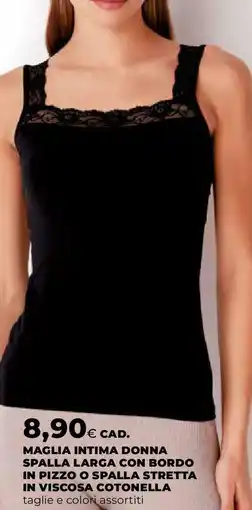 Extracoop Maglia intima donna spalla larga con bordo in pizzo o spalla stretta in viscosa cotonella offerta