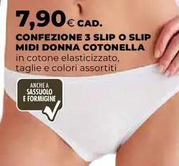 Extracoop Confezione 3 slip o slip midi donna cotonella offerta