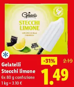Lidl Gelatelli Stecchi limone offerta
