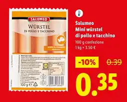 Lidl Salumeo Mini würstel di pollo e tacchino offerta