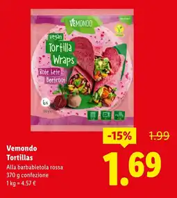 Lidl Vemondo Tortillas Alla barbabietola rossa offerta