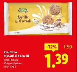 Lidl Realforno Biscotti ai 4 cereali offerta