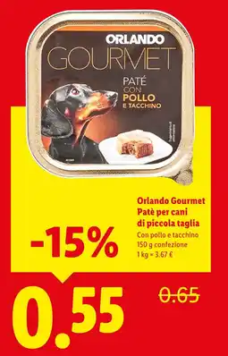Lidl Orlando Gourmet Patè per cani di piccola taglia offerta