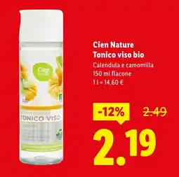 Lidl Cien Nature Tonico viso bio offerta