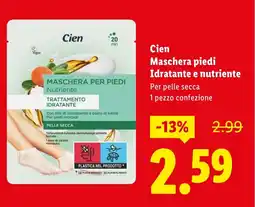 Lidl Cien Maschera piedi Idratante e nutriente offerta