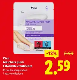 Lidl Cien Maschera piedi Esfoliante e nutriente offerta