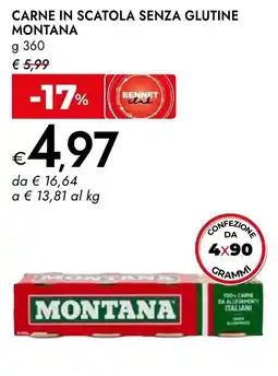 Bennet Carne in scatola senza glutine MONTANA offerta