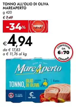 Bennet Tonno all'olio di oliva MAREAPERTO offerta