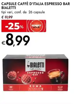 Bennet Capsule caffè d'italia espresso bar BIALETTI offerta