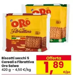 Despar Biscotti secchi 5 Cereali o Fibrattiva Oro Saiwa offerta