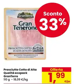 Eurospar Prosciutto Cotto di Alta Qualità ecopack GranTerre offerta