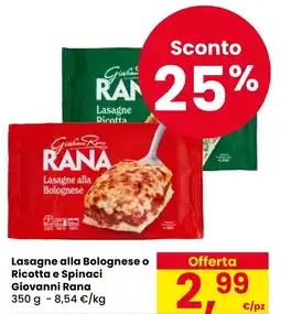Eurospar Lasagne alla Bolognese o Ricotta e Spinaci Giovanni Rana offerta