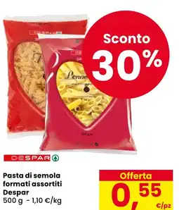 Eurospar Pasta di semola formati assortiti Despar offerta
