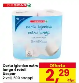 Despar Carta igienica extra lunga 4 rotoli Despar offerta