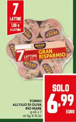 Pam Tonno all'olio di oliva RIO MARE offerta