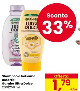 Eurospar Shampoo o balsamo assortiti Garnier Ultra Dolce offerta