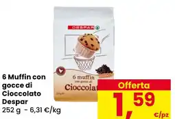 Eurospar 6 Muffin con gocce di Cioccolato Despar offerta