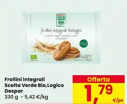 Eurospar Frollini integrali Scelta Verde Bio, Logico Despar offerta