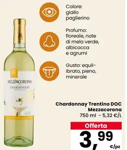 Eurospar Chardonnay Trentino DOC Mezzacorona offerta