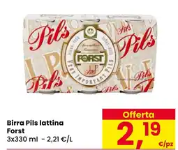 Eurospar Birra Pils lattina Forst offerta
