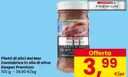 Eurospar Filetti di Alici del Mar Cantabrico in olio di oliva Despar Premium offerta