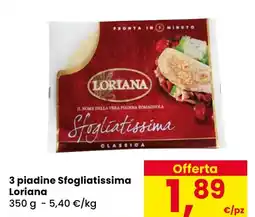 Eurospar 3 piadine Sfogliatissima Loriana offerta