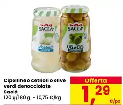 Eurospar Cipolline o cetrioli o olive verdi denocciolate Saclà offerta