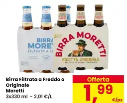 Eurospar Birra Filtrata a Freddo o Originale Moretti offerta