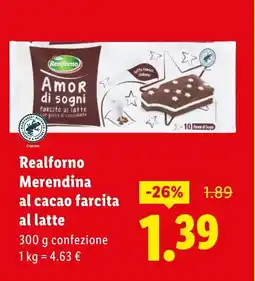 Lidl Realforno Merendina al cacao farcita al latte offerta