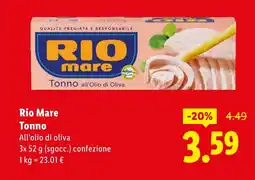Lidl Rio Mare Tonno All'olio di oliva offerta