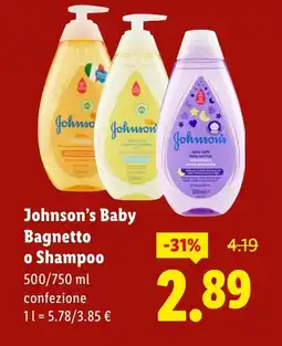 Lidl Johnson's Baby Bagnetto o Shampoo offerta