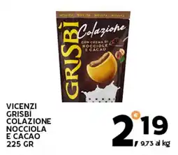 Extra Supermercati Vicenzi grisbì colazione nocciola e cacao offerta
