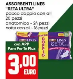 Pam Assorbenti LINES SETA ULTRA pacco doppio con ali 20 pezzi offerta