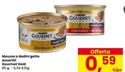 Eurospar Mousse o dadini gatto assortiti Gourmet Gold offerta