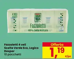 Eurospar Fazzoletti 4 veli Scelta Verde Eco, Logico Despar offerta