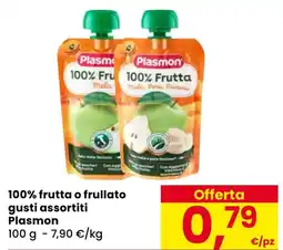 Eurospar 100% frutta o frullato gusti assortiti Plasmon offerta