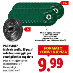 Lidl PARKSIDE Mole da taglio, 25 pezzi o dado a serraggio per smerigliatrice angolare offerta