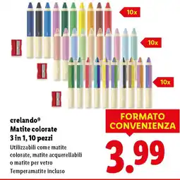 Lidl crelando Matite colorate 3 in 1, 10 pezzi offerta