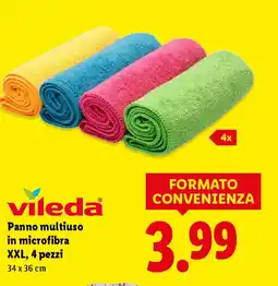 Lidl vileda Panno multiuso in microfibra XXL, 4 pezzi offerta