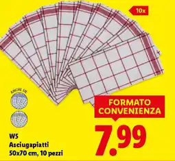 Lidl W5 Asciugapiatti 50x70 cm, 10 pezzi offerta